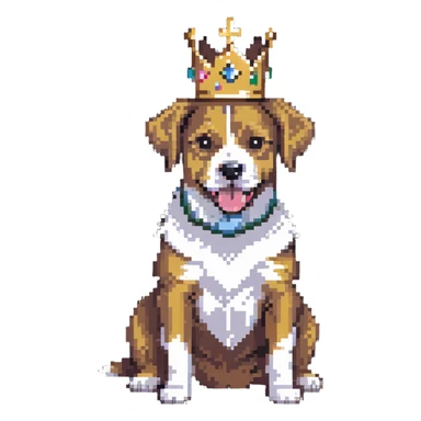 dog wearing a crown, playful pose sticker