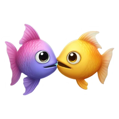 Two fish kiss each other  sticker