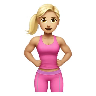 blond girl doing squats at the gym with pink clothes sticker