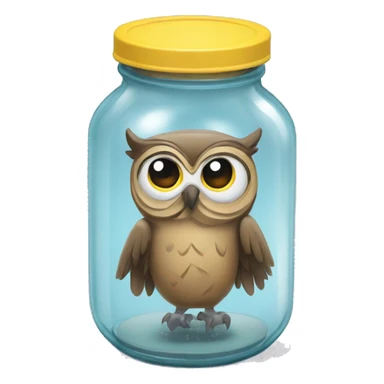 owl in a glass jar full of glue sticker