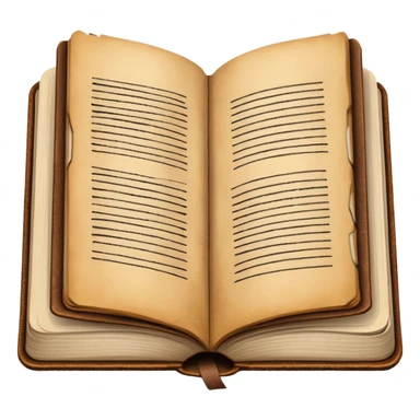 Open Brown leather bound book with scribbled handwritten notes inside sticker