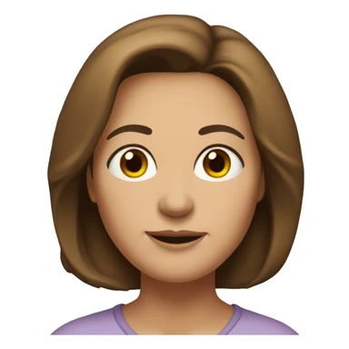 54-year-old woman with shoulder-length brown hair, black eyes, strong build and small eyes sticker