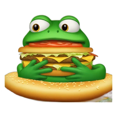 Pepe the frog eating the biggest burger in the world sticker
