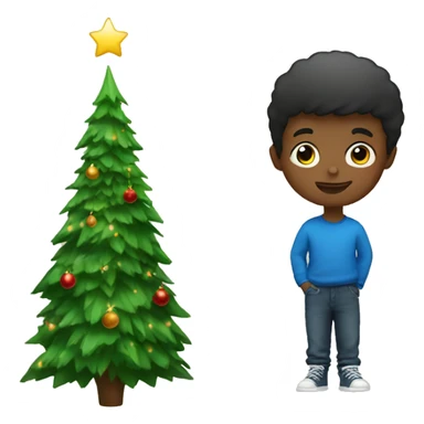 Small boy and Christmas tree  sticker