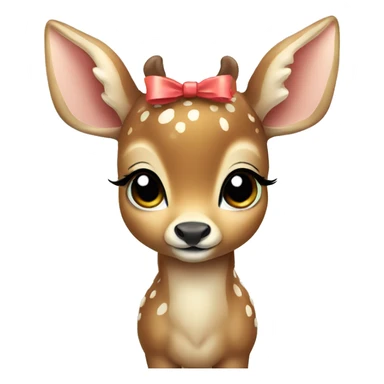 cute baby deer with a bow  sticker
