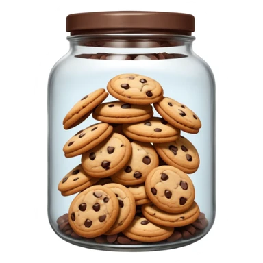 A chewy chocolate chip cozy cookie in an organized jar, saying "Cookie Jar" with some small illustrations on the jar to indicate there are cookies stored inside sticker