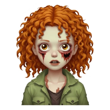 Ginger curly hair zombie girl with Brown eyes  sticker