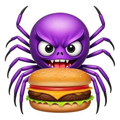 Purple spider eating a cheeseburger  sticker