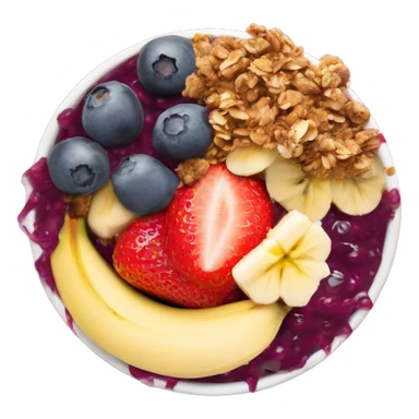 Açai bowl with granola banana strawberry mango on top sticker