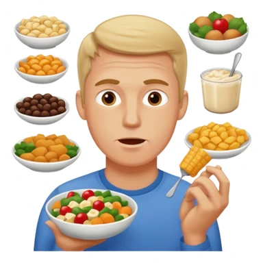 a tall white man eating 100 different foods sticker