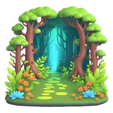 enchanted forest with glowing plants and magical atmosphere sticker