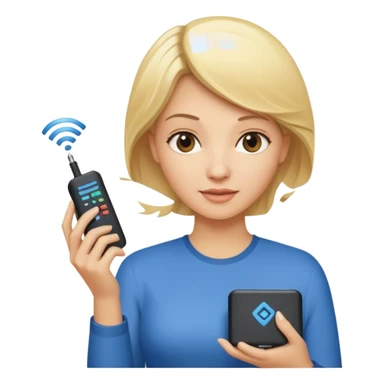 mujer rubia con modem de internet sticker