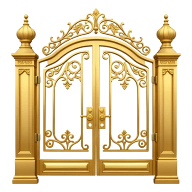 Gold gates with a large blank sign sticker