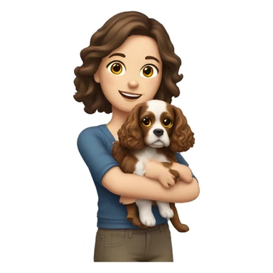 Brunette white girl holding yellow cocker spaniel sticker