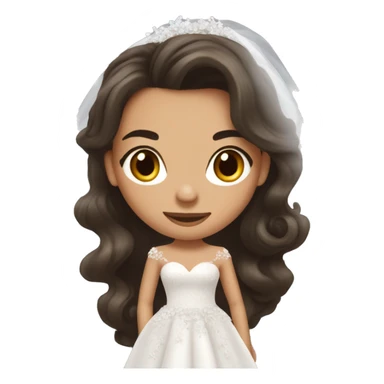 beautiful brunette girl with blowout hair in big beautiful wedding dress sticker