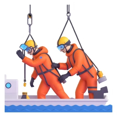 Scientists on Russian research ship using crane to collect ocean floor samples during rough seas sticker