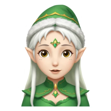 elf girl with elf hat, white hair sticker