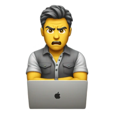 angry designer with laptop sticker