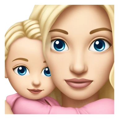 blue eyed blonde mom and baby girl realistic pink sticker