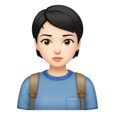 girl with short black hair, dressed in casual boyish outfit sticker
