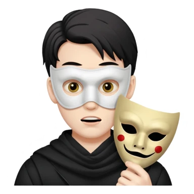 guy holding mask but his face is creepy sticker