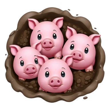 Three piggies rolling around in mud sticker