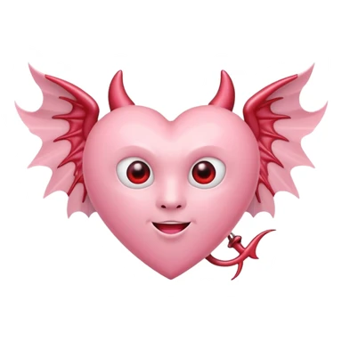 pastel pink heart with devil wings sticker