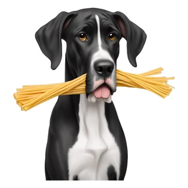 Black and white Great Dane slurping spaghetti  sticker