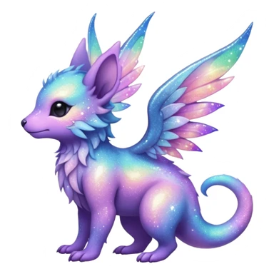 Pastel nebula furry realistic glittery Randomly-faerie-drake-colored sparkly exotic Fakémon-creature sticker