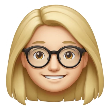 Smiling round face with long hair geek sticker