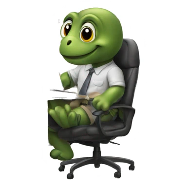 turtle working in an office  sticker