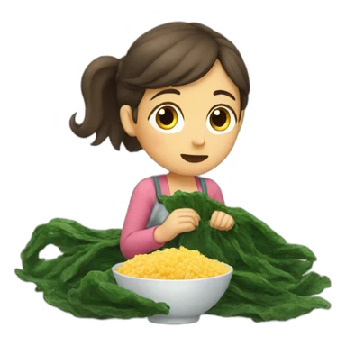 Girl watching tv eating seaweed sticker