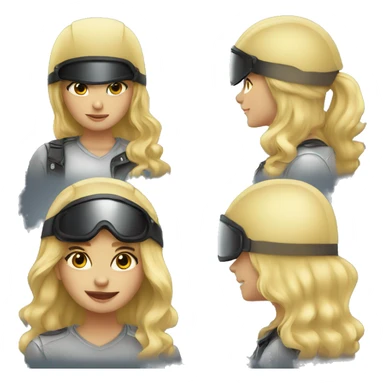 Blond Girl with motorcycle helmet sticker