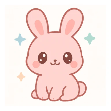 pink bunny with floppy ears, kawaii style sticker