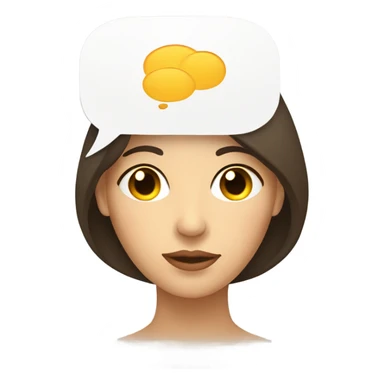 face (woman) with a thinking cloud on top representing a thinking process sticker
