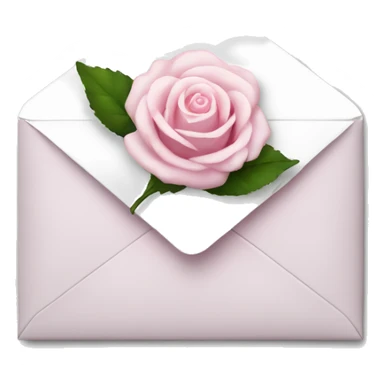 White envelope with light pink rose sticker