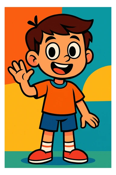 a boy, vibrant cartoon style sticker