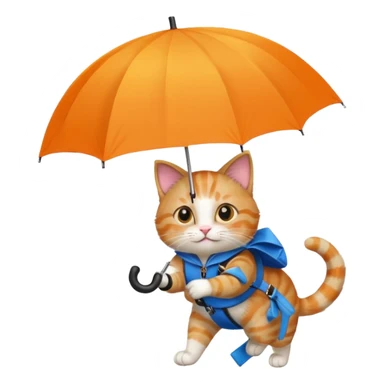Skydiving cat with umbrella  sticker