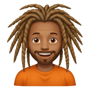 Brownskin man with long dreadlocks orange shirtblunt in mouth sticker