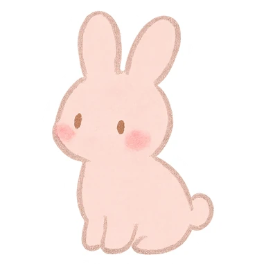 tiny pastel bunny silhouette, Japanese hand-drawn kawaii, full object, blushing cheeks sticker