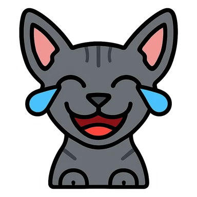 grey sphynx cat laughing with tears sticker