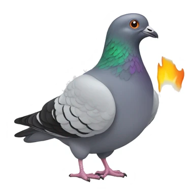 pigeon trying to create a fire sticker