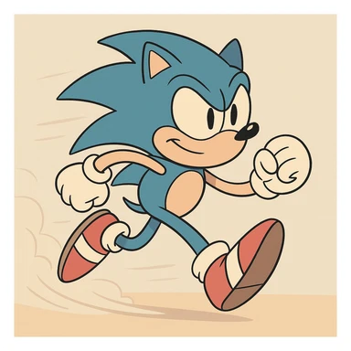 Sonic the Hedgehog, running, blue spikes, red shoes, classic video game style, vibrant colors sticker