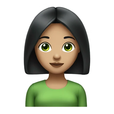 Girl with black straight hair and green eyes  sticker