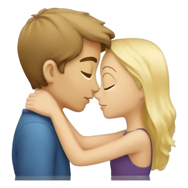 A Boy with brown hair kissing a girl with blonde hair sticker