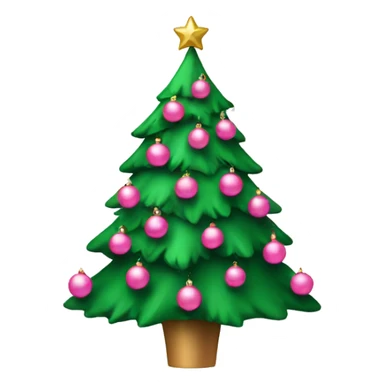 Green Christmas tree with pink ornaments  sticker