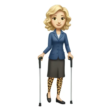 Caucasian Lady with cheetah print crutches  sticker
