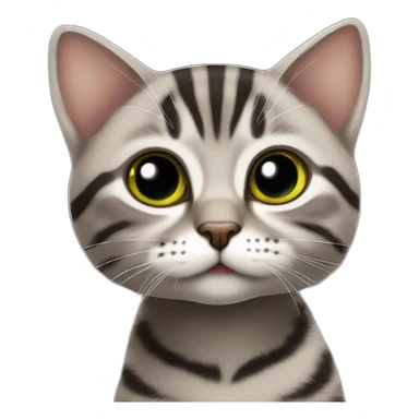  brown-grey cat with black striped pattern, age 4-5 months, eyes yellow-green, sticker