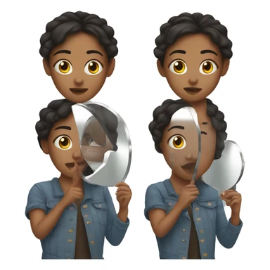 Girl photo shooting at the mirror  sticker