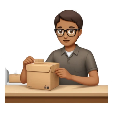 person picking up a package or order at a counter sticker